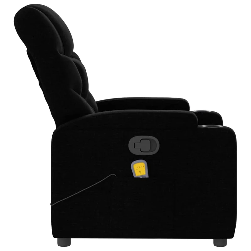 Fauteuil de relaxation TV fonction massage inclinable 6 points de massage en tissu noir DEC027045