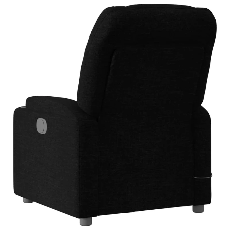 Fauteuil de relaxation TV fonction massage inclinable 6 points de massage en tissu noir DEC027045