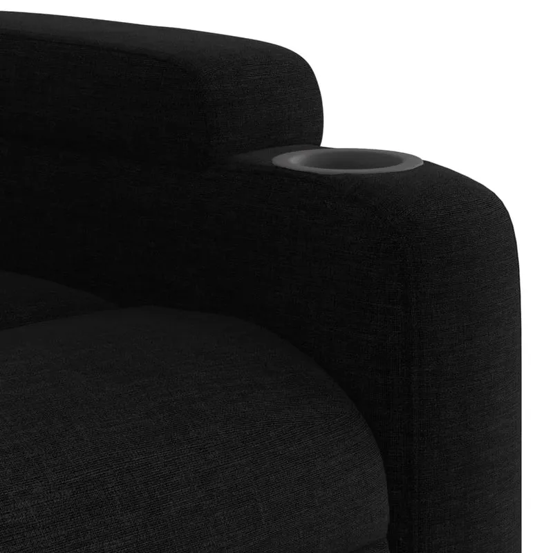 Fauteuil de relaxation TV fonction massage inclinable 6 points de massage en tissu noir DEC027045
