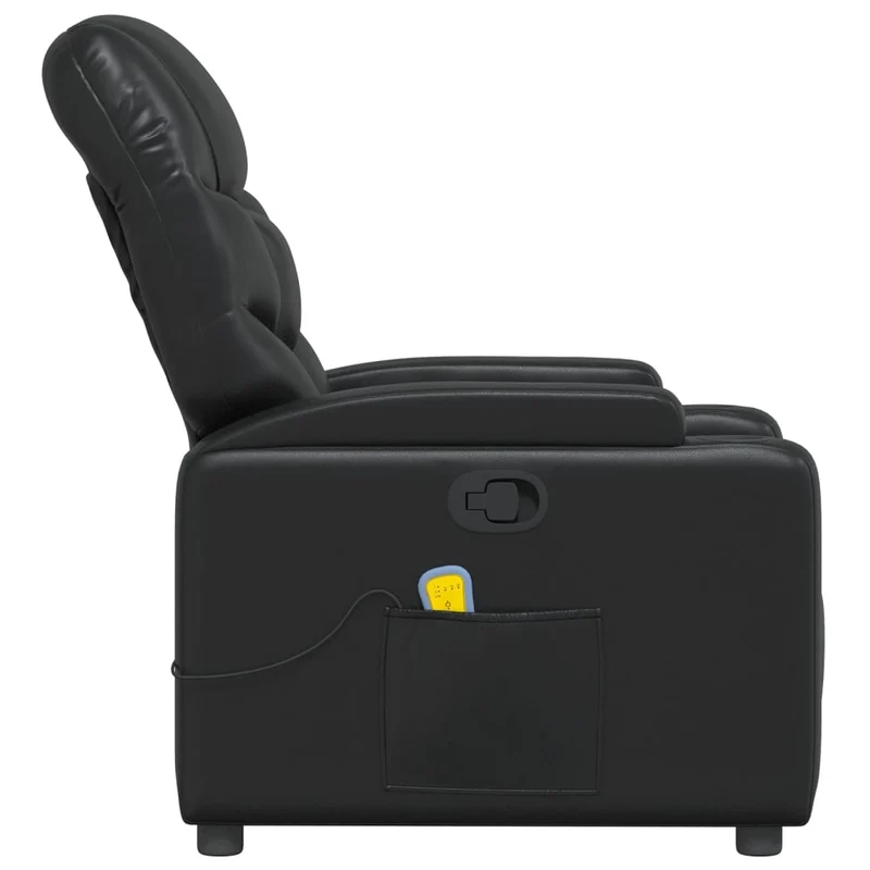 Fauteuil de relaxation TV fonction massage inclinable 6 points de massage en PVC noir DEC027036