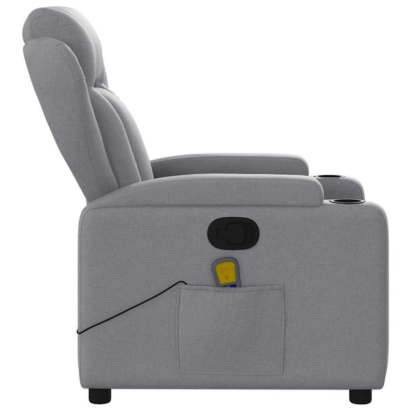 Fauteuil de relaxation TV fonction massage 6 points de massage inclinable en tissu gris clair DEC026903