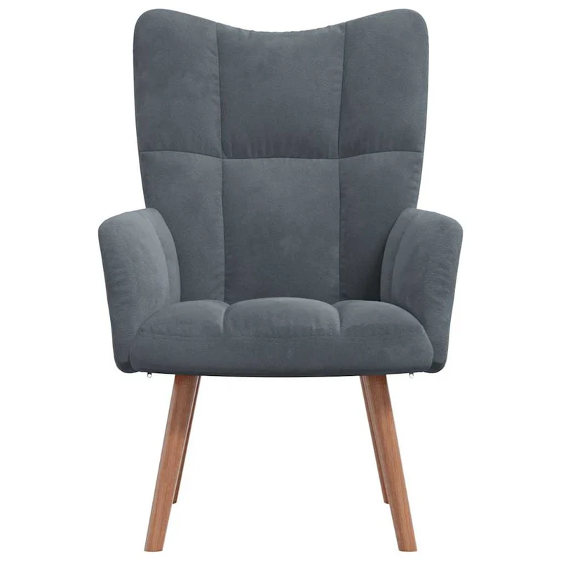 Fauteuil lounge chaise de canapé design moderne en velours gris foncé coutures décoratives DEC026701
