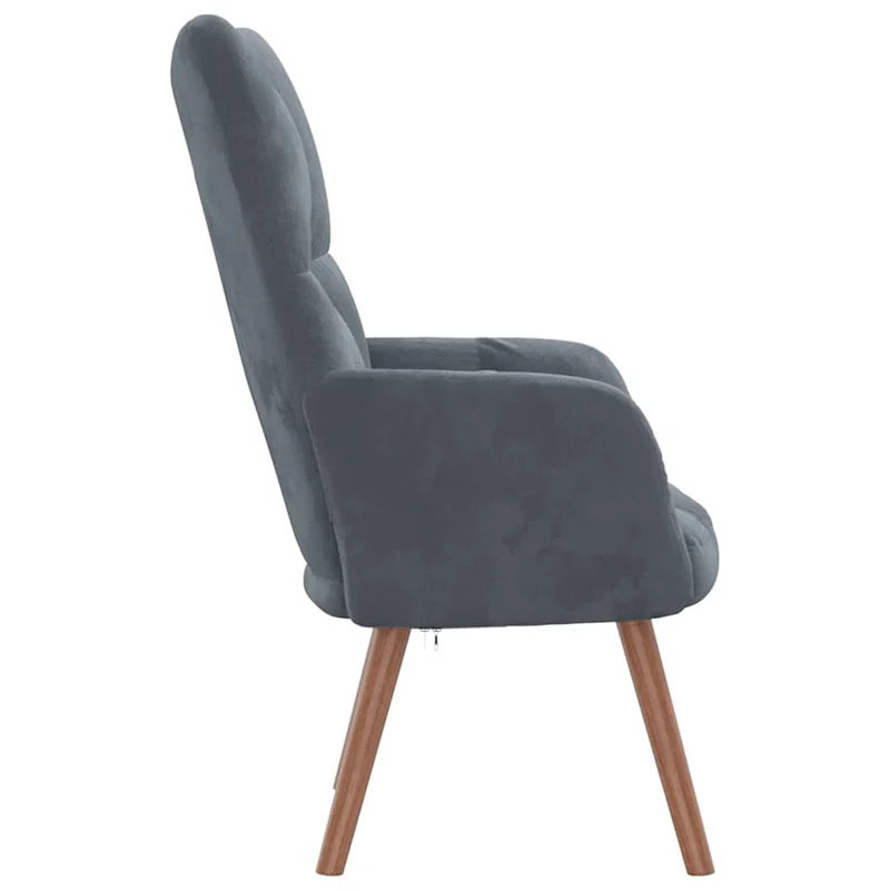Fauteuil lounge chaise de canapé design moderne en velours gris foncé coutures décoratives DEC026701