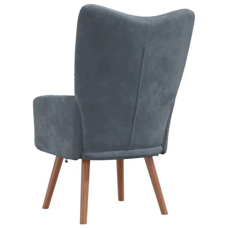 Fauteuil lounge chaise de canapé design moderne en velours gris foncé coutures décoratives DEC026701