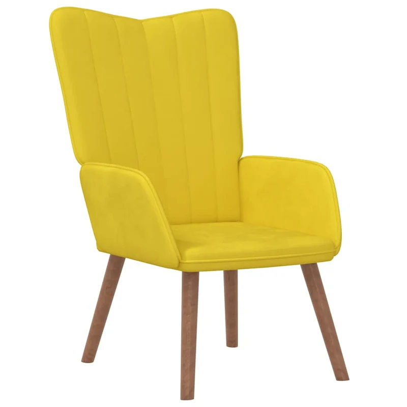 Fauteuil lounge chaise de canapé design moderne avec repose-pied en velours jaune moutarde DEC026532