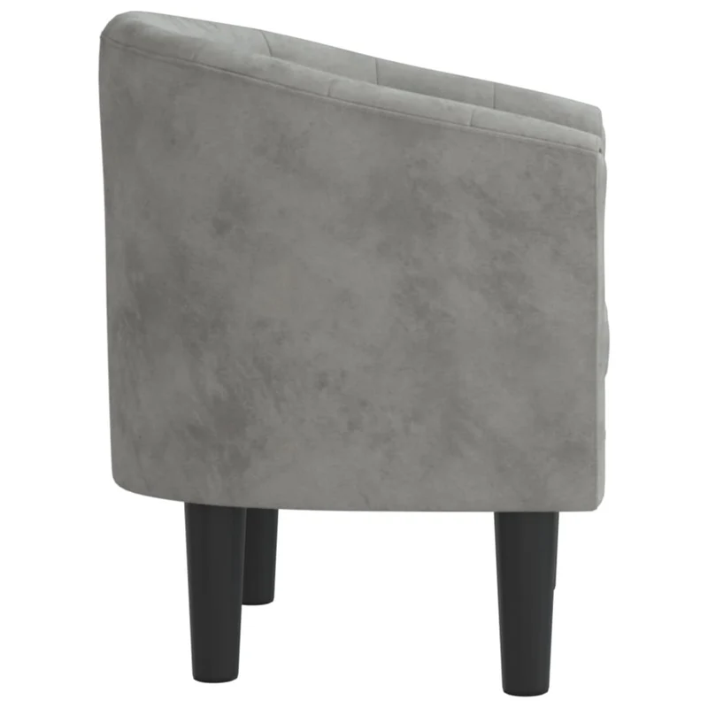 Fauteuil lounge assise confortable design moderne en velours gris clair dossier arrondi DEC026444