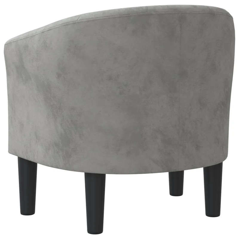 Fauteuil lounge assise confortable design moderne en velours gris clair dossier arrondi DEC026444