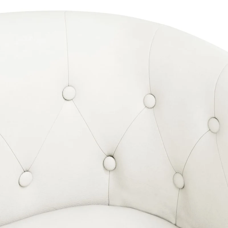 Fauteuil lounge avec boutons décoratifs assise confortable design moderne en PVC blanc DEC026439