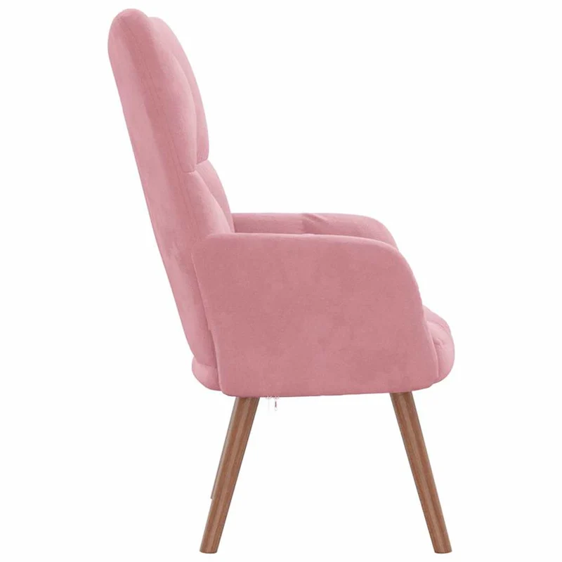 Fauteuil lounge chaise de canapé design moderne en velours rose DEC026753