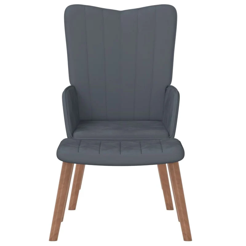Fauteuil lounge chaise de canapé design moderne avec repose-pied en velours gris foncé DEC026526