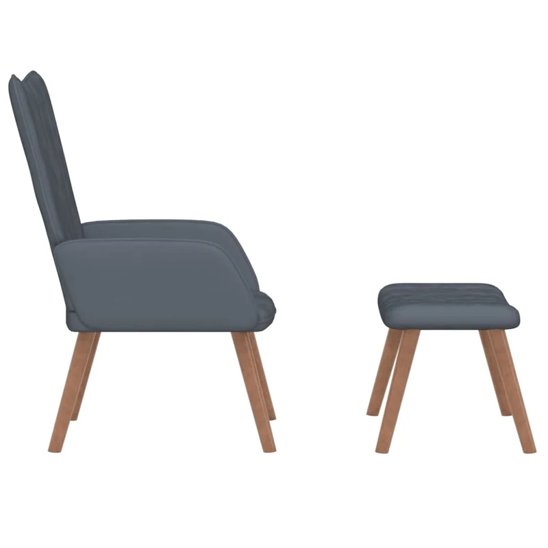 Fauteuil lounge chaise de canapé design moderne avec repose-pied en velours gris foncé DEC026526