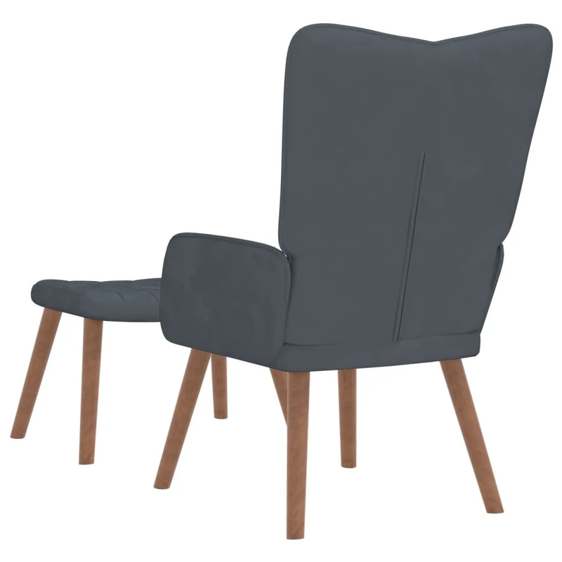 Fauteuil lounge chaise de canapé design moderne avec repose-pied en velours gris foncé DEC026526