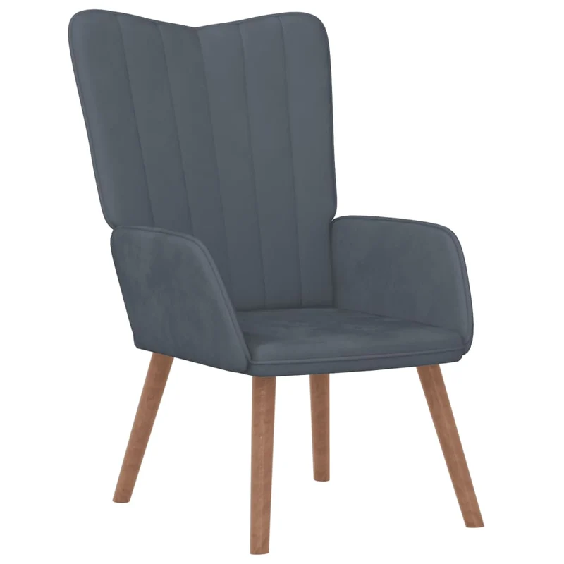 Fauteuil lounge chaise de canapé design moderne avec repose-pied en velours gris foncé DEC026526
