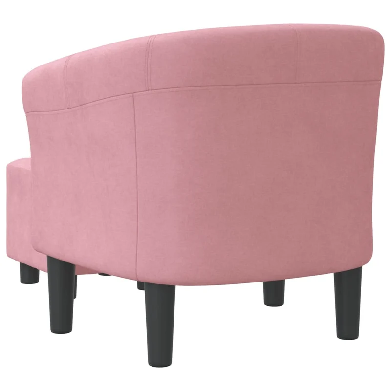 Fauteuil lounge assise confortable design moderne avec repose-pieds en velours rose DEC026432