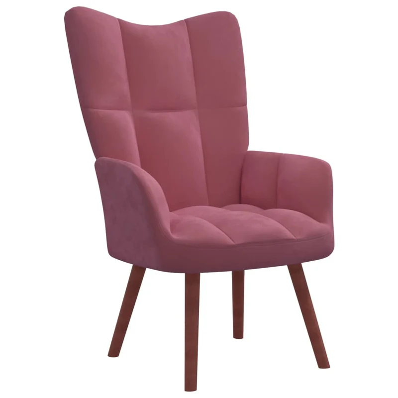 Fauteuil lounge chaise de canapé design moderne avec repose-pied en velours rose DEC026544