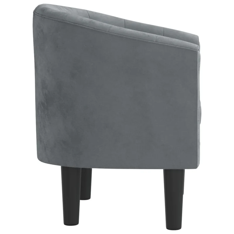 Fauteuil lounge assise confortable design moderne en velours gris foncé capitonné DEC026452