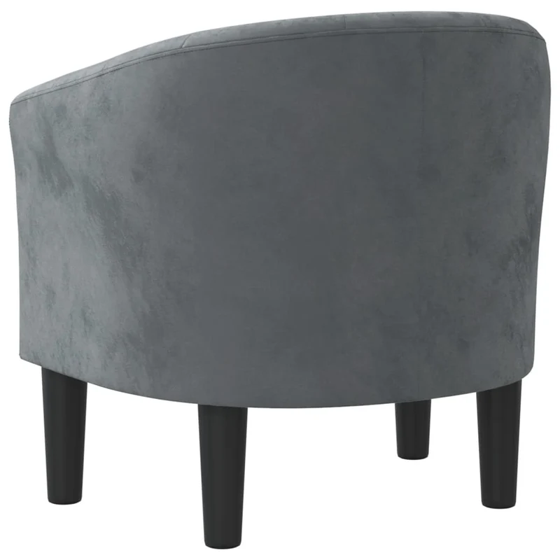 Fauteuil lounge assise confortable design moderne en velours gris foncé capitonné DEC026452