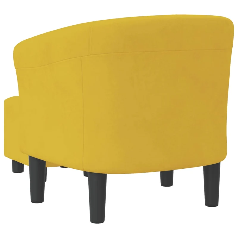 Fauteuil lounge assise confortable design moderne avec repose-pieds en velours jaune DEC026425