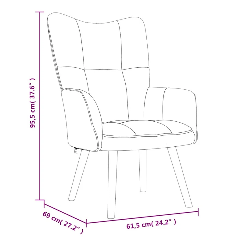 Fauteuil lounge chaise de canapé design moderne avec repose-pieds en velours marron DEC026535