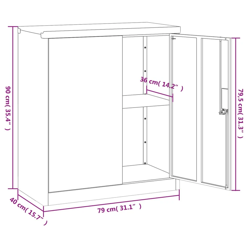 Caissons à tiroirs meuble de bureau portes verrouillables 79 x 40 x 90 cm en acier anthracite DEC024502