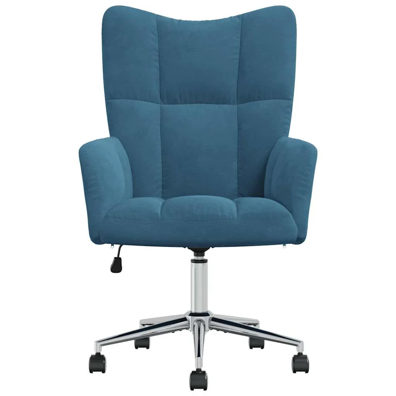 Fauteuil lounge chaise de canapé bureau sur roulettes design moderne en velours bleu DEC026645