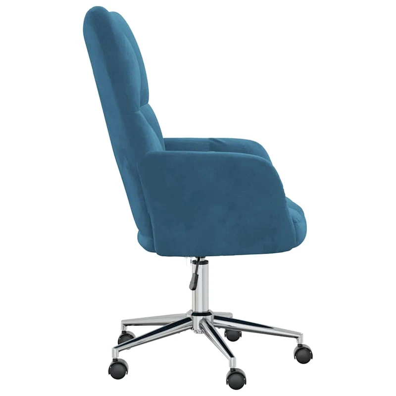 Fauteuil lounge chaise de canapé bureau sur roulettes design moderne en velours bleu DEC026645