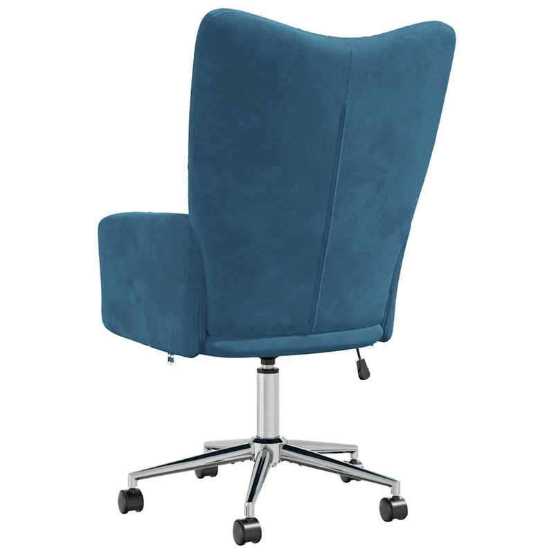 Fauteuil lounge chaise de canapé bureau sur roulettes design moderne en velours bleu DEC026645