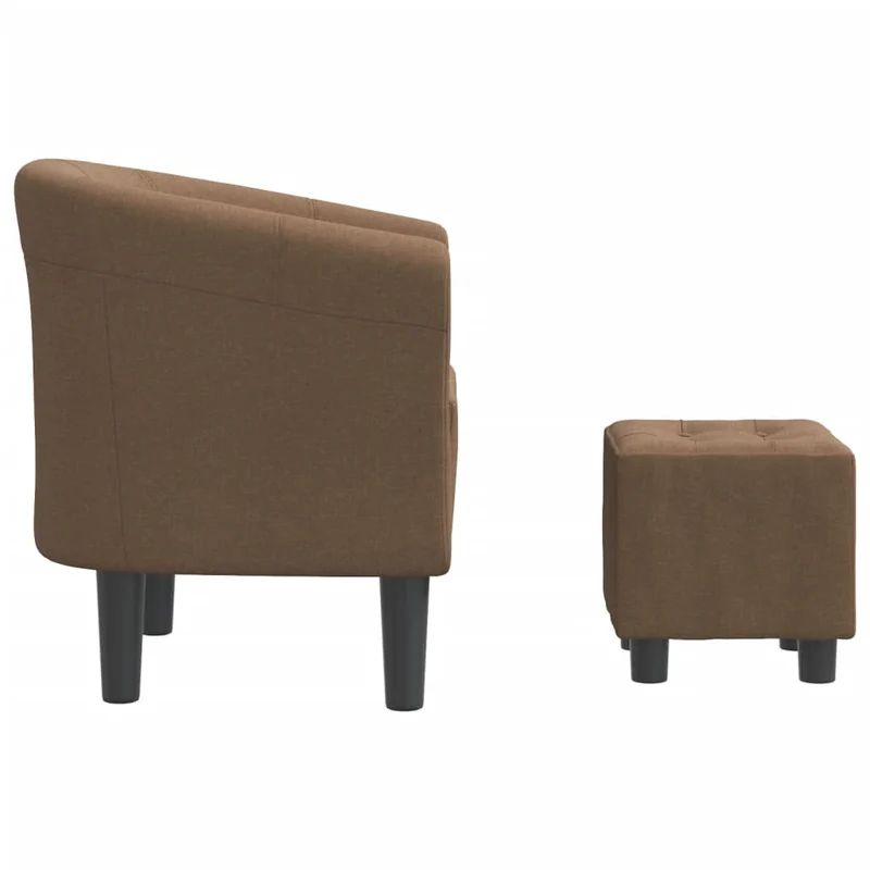 Fauteuil lounge assise confortable design moderne avec repose-pied en tissu marron DEC026427