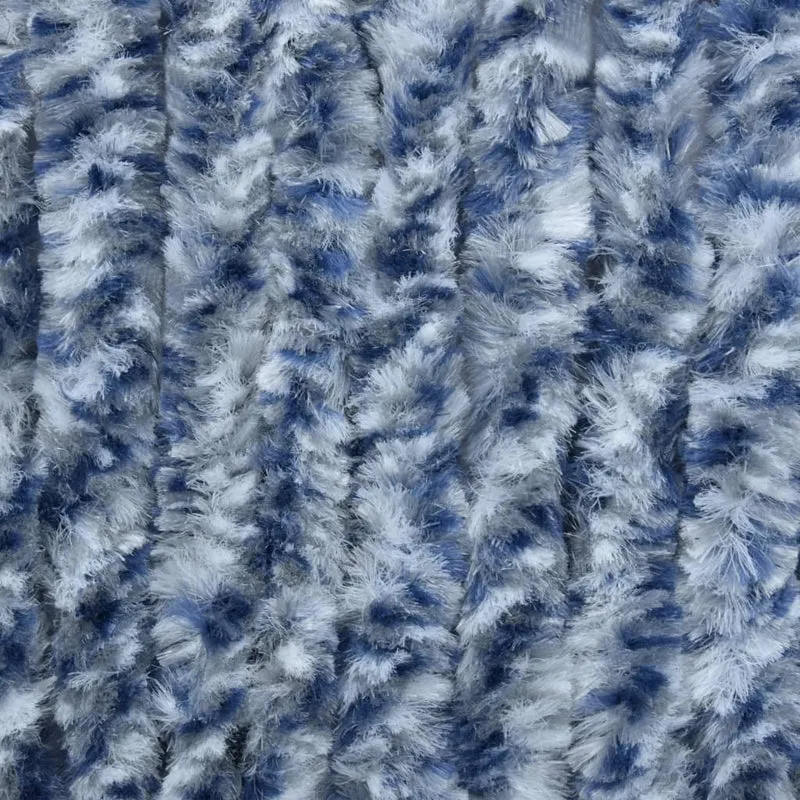 Rideau contre insectes moustiquaire Bleu blanc et argenté 56x185 cm Chenille DEC022175