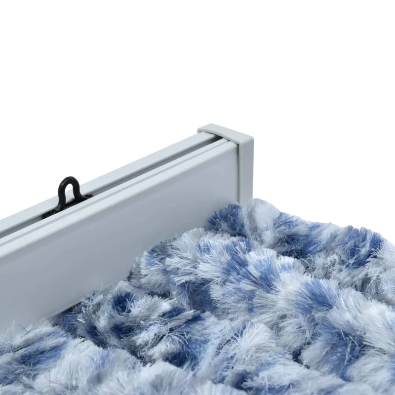 Rideau contre insectes moustiquaire Bleu blanc et argenté 56x185 cm Chenille DEC022175