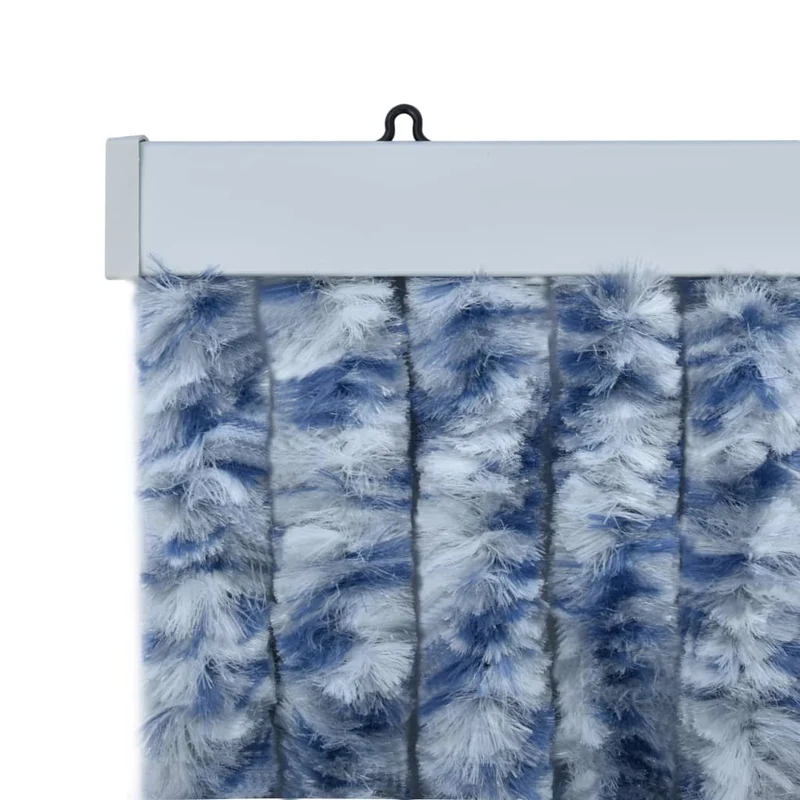 Rideau contre insectes moustiquaire Bleu blanc et argenté 56x185 cm Chenille DEC022175