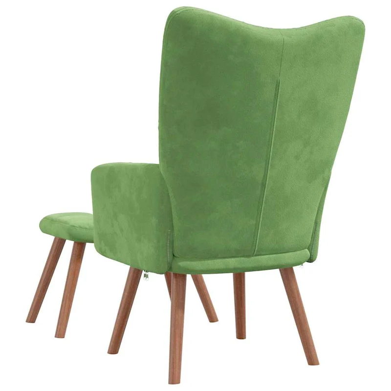 Fauteuil lounge chaise de canapé design moderne avec repose-pied en velours vert clair DEC026550