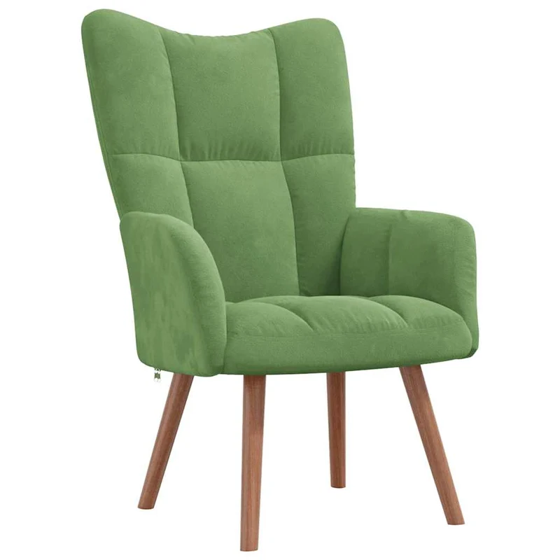 Fauteuil lounge chaise de canapé design moderne avec repose-pied en velours vert clair DEC026550