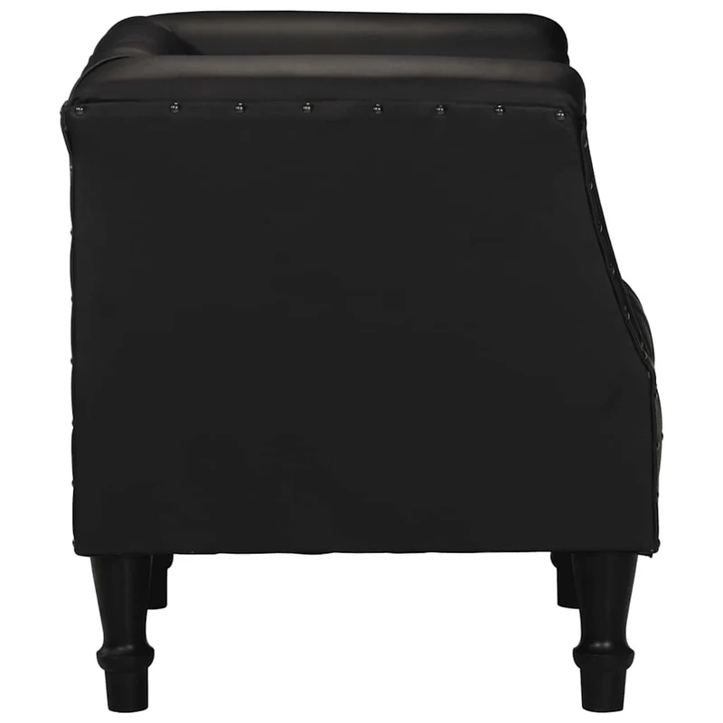 Fauteuil lounge assise confortable design moderne en cuir véritable de chèvre noir DEC026466