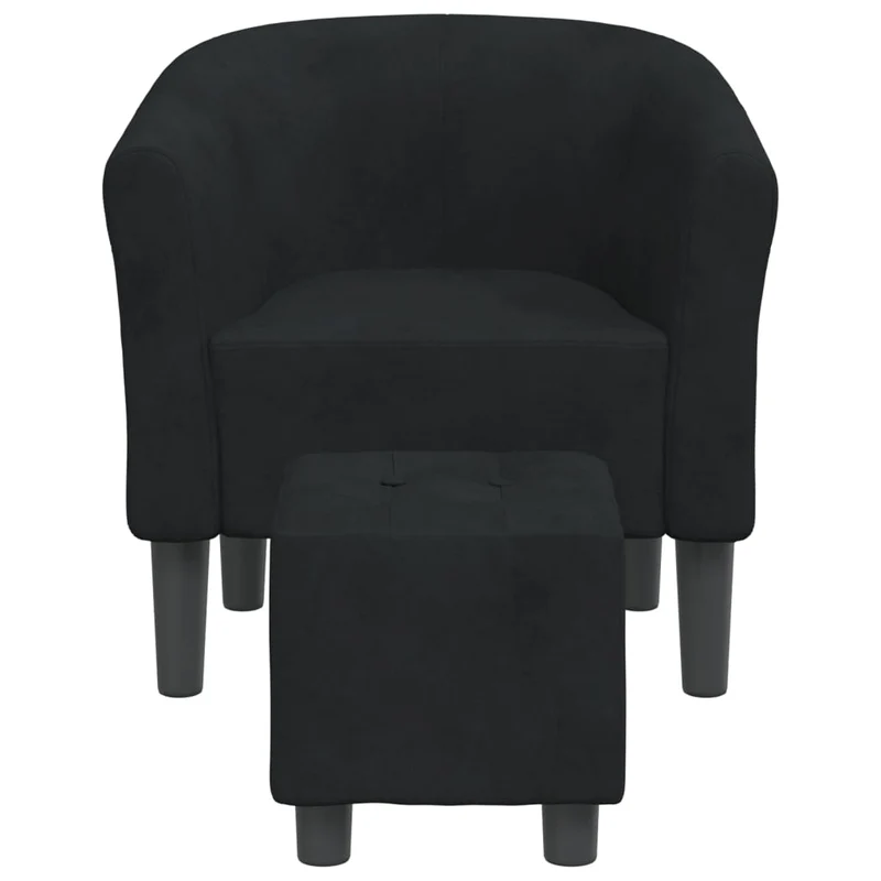 Fauteuil lounge assise confortable design moderne avec repose-pied en velours noir DEC026431