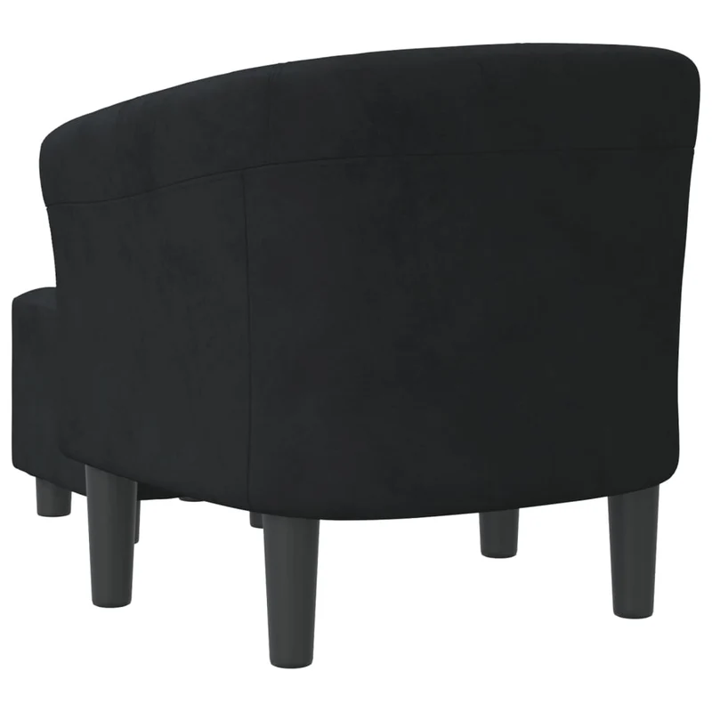 Fauteuil lounge assise confortable design moderne avec repose-pied en velours noir DEC026431