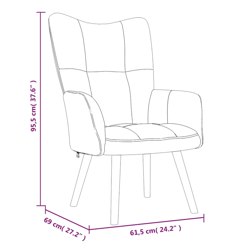 Fauteuil lounge chaise de canapé design moderne avec repose-pied en velours crème DEC026503
