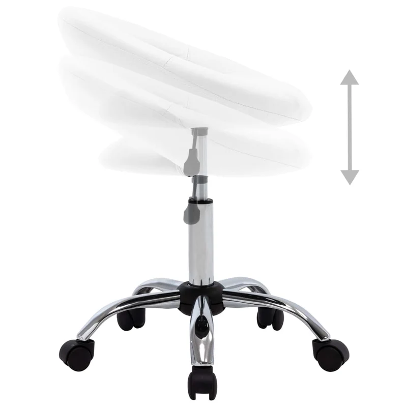 Chaise tabouret pivotant sur roulettes hauteur réglable en PVC blanc DEC025136