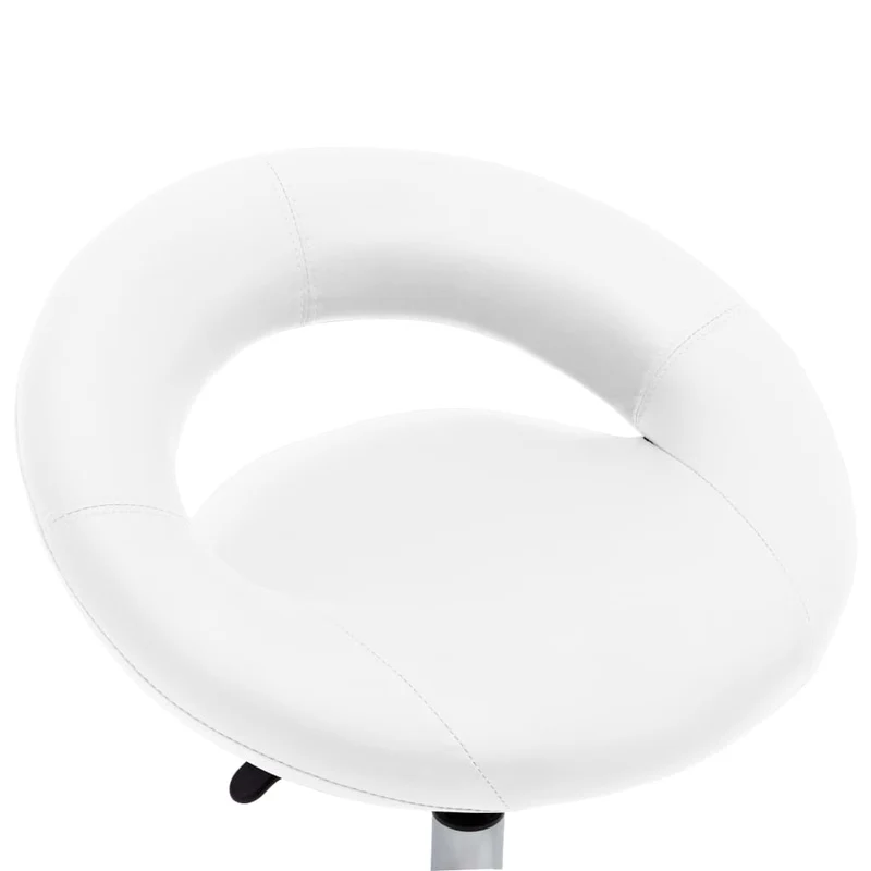 Chaise tabouret pivotant sur roulettes hauteur réglable en PVC blanc DEC025136