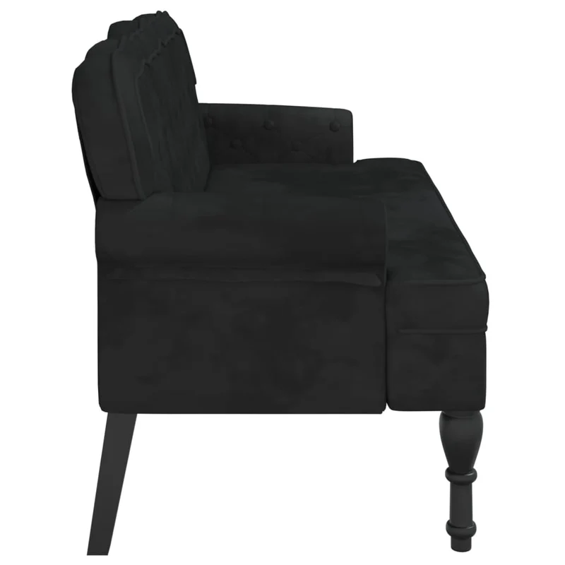 Banquette banc canapé avec dossier capitonné 119,5 x 64,5 x 75 cm en velours noir DEC024656
