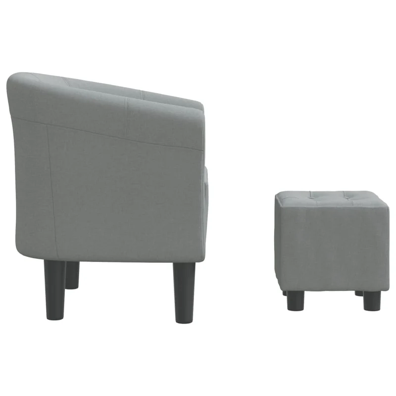 Fauteuil lounge assise confortable design moderne avec repose-pied en tissu gris clair DEC026420