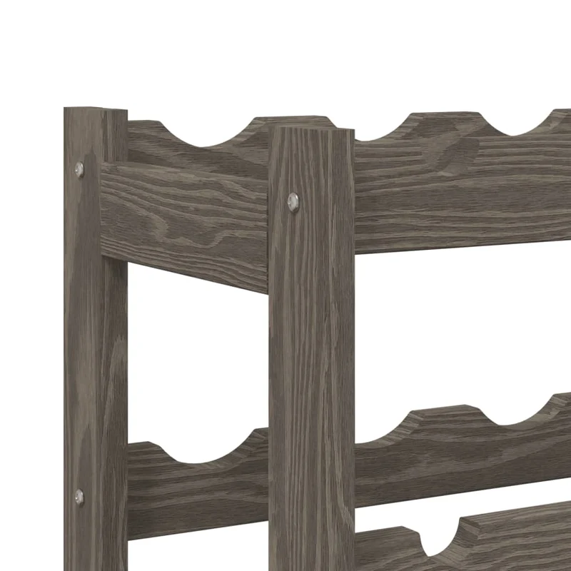 Casier range bouteilles étagère de rangement vin pour 77 bouteilles 11 niveaux en bois de pin gris DEC024342