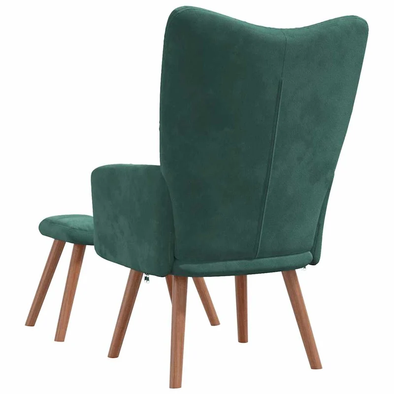 Fauteuil lounge chaise de canapé design moderne avec repose-pied velours vert foncé DEC026555