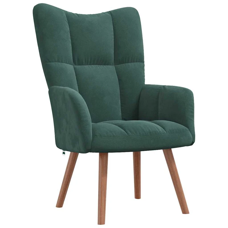 Fauteuil lounge chaise de canapé design moderne avec repose-pied velours vert foncé DEC026555