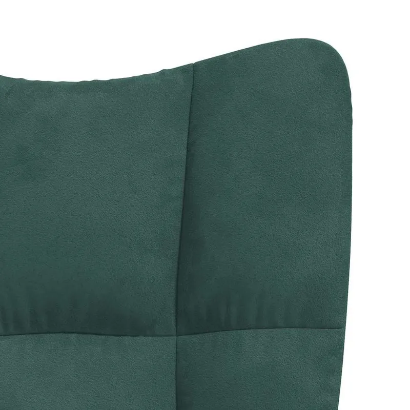 Fauteuil lounge chaise de canapé design moderne avec repose-pied velours vert foncé DEC026555
