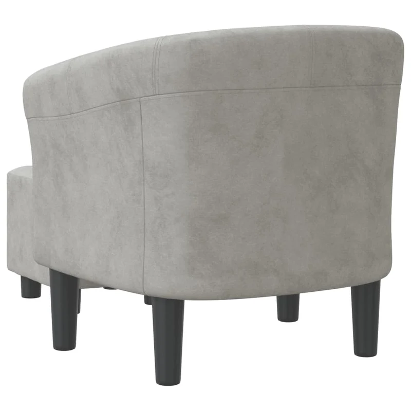 Fauteuil lounge assise confortable design moderne avec repose-pied velours gris clair DEC026421