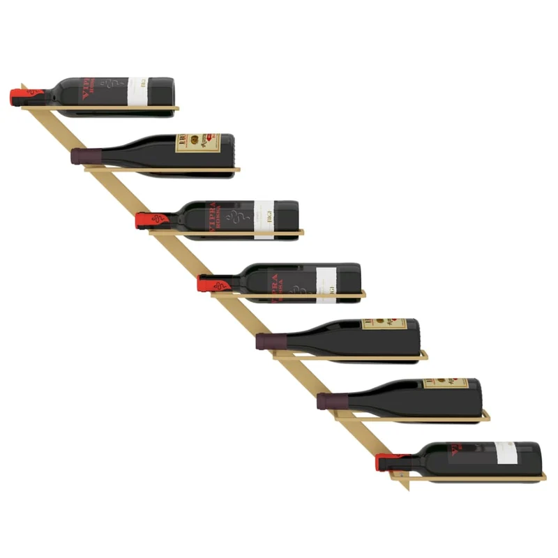 Casier range bouteilles étagère de rangement vin mural pour 7 bouteilles fer doré DEC024386