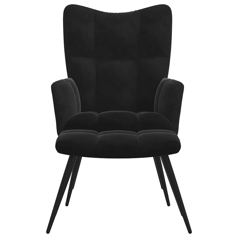 Fauteuil lounge chaise de canapé design modene avecrepose-pieds en velours noir DEC026613
