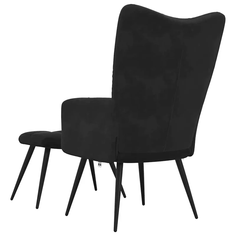 Fauteuil lounge chaise de canapé design modene avecrepose-pieds en velours noir DEC026613