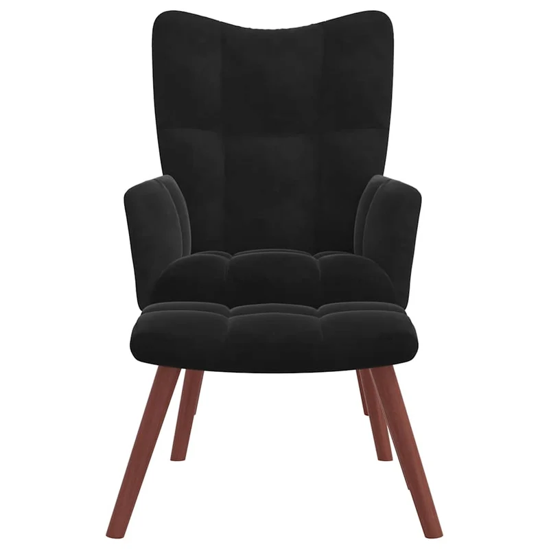 Fauteuil lounge chaise de canapé design modene avec repose-pied en velours noir DEC026541